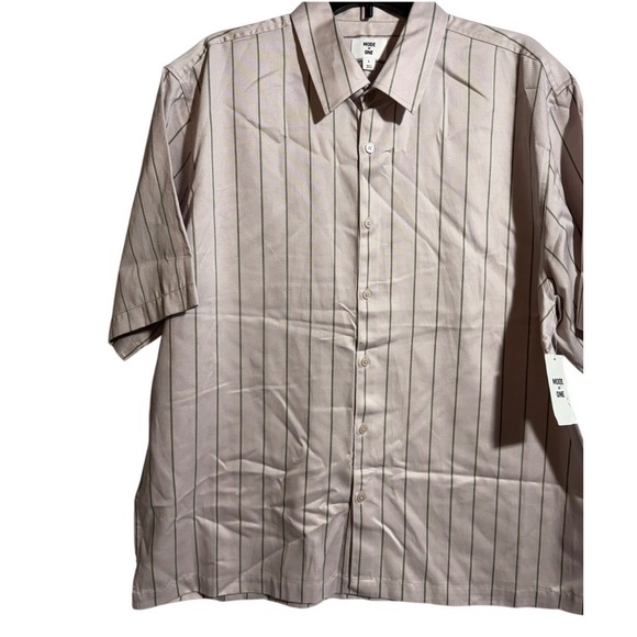 Mode of One Men's Relaxed-Fit Printed Button-Down Shirt Cool Putty MEDIUM - Picture 8 of 14